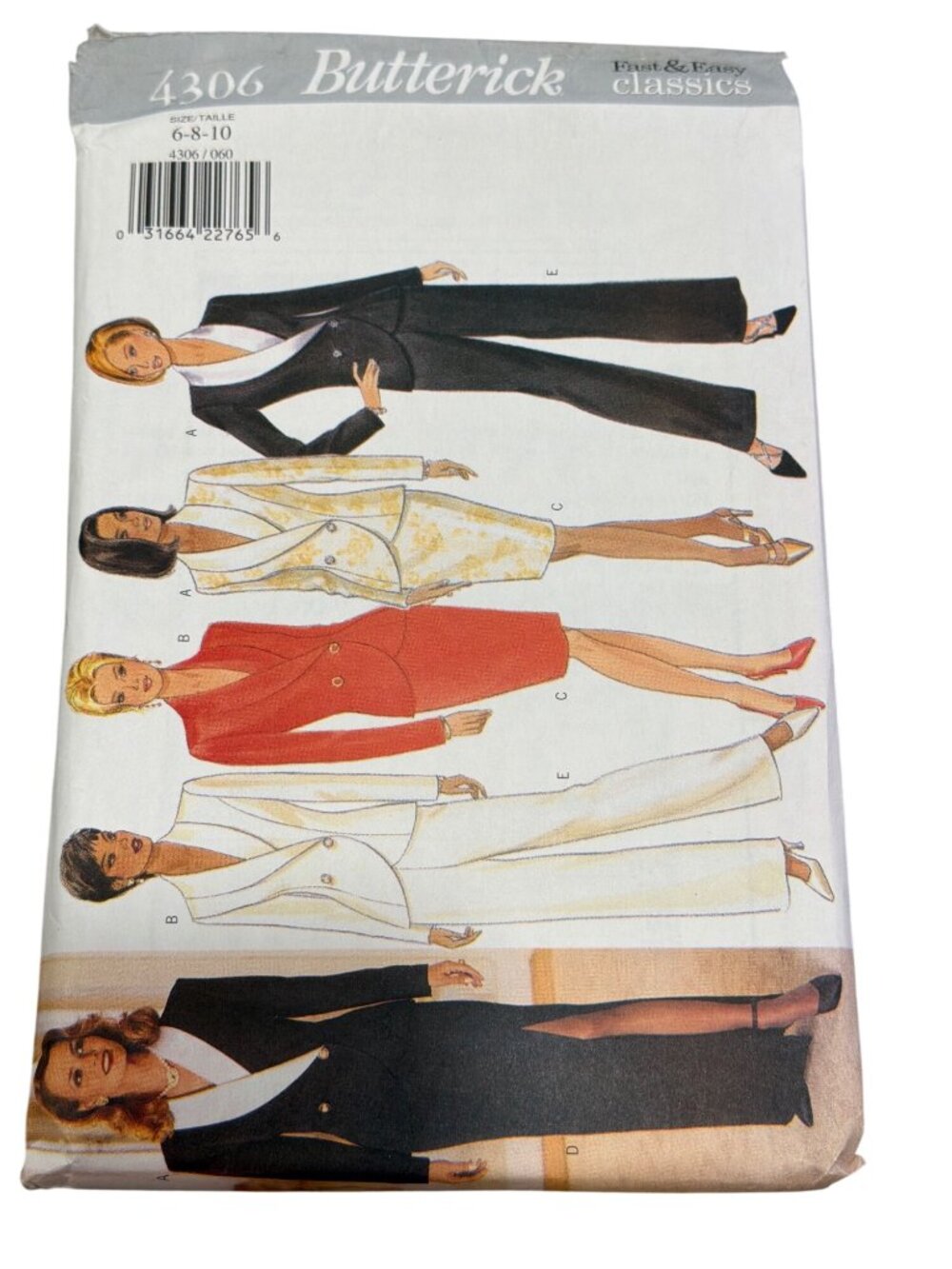 Butterick Sewing Pattern 4306 Misses Jacket Skirt & Pants Sizes 6-10